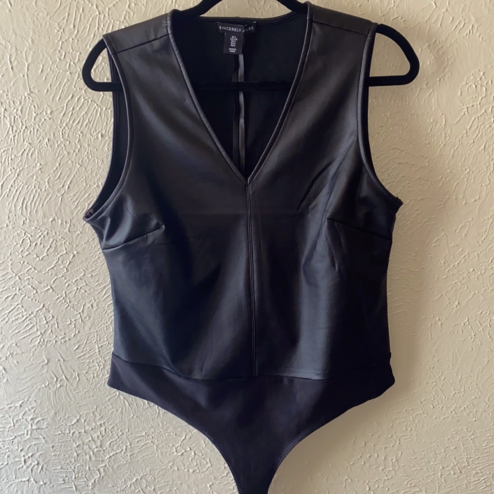 Faux Leather Bodysuit